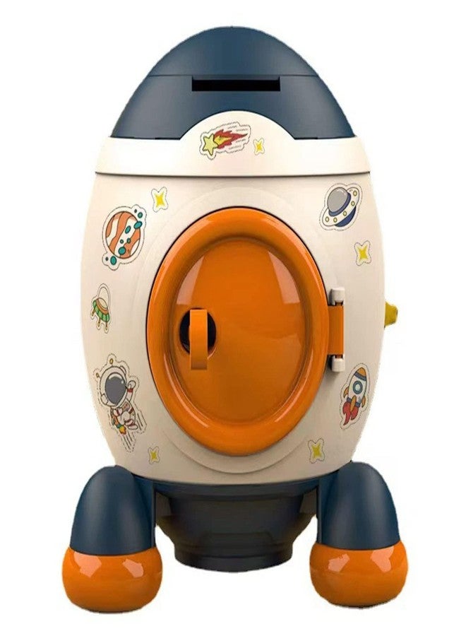 Beufee Piggy Bank, Space Rocket Cartoon Style Money Bank Kids Savings Box Kids Coines Money Saving Jar for Boys Girls (Morandi Blue) - Image 1